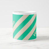 Retro Mint Drie Strepen met Naam Grote Koffiekop (Voorkant)
