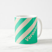 Retro Mint Drie Strepen met Naam Koffiemok (Voorkant rechts)