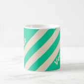 Retro Mint Drie Strepen met Naam Koffiemok (Center)