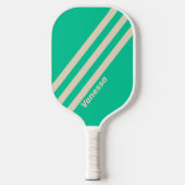 Retro Mint Drie Strepen met Naam Pickleball Paddle (Voorkant)