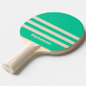 Retro Mint Drie Strepen met Naam Tafeltennisbatje (Voorkant Gekanteld)