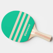 Retro Mint Drie Strepen met Naam Tafeltennisbatje (Zijkant)