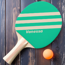Retro Mint Drie Strepen met Naam Tafeltennisbatje
