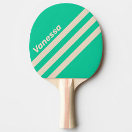 Retro Mint Driehoekige Strepen met Naam Tafeltennisbatje