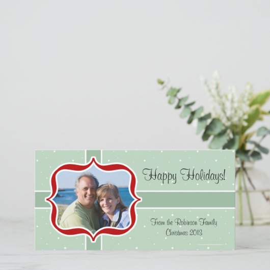 Retro Mint Fotokaarten Feestdagenkaart (Staand voorkant)