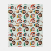 Retro Mint Gekke Christmas Crew Zes foto's Fleece Deken (Voorkant)