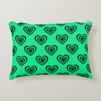 Retro Mint Green Hypnotic Heart Pattern Accent Kussen