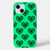 Retro Mint Green Hypnotic Heart Pattern Case-Mate iPhone Case (Achterkant)