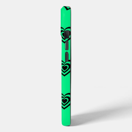 Retro Mint Green Hypnotic Heart Pattern Case-Mate iPhone Case (Achterkant / Links)