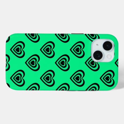 Retro Mint Green Hypnotic Heart Pattern Case-Mate iPhone Case (Achterkant (horizontaal))