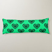 Retro Mint Green Hypnotic Heart Pattern Lichaamskussen (Achterkant)