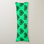 Retro Mint Green Hypnotic Heart Pattern Lichaamskussen (Voorkant Verticaal)