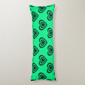 Retro Mint Green Hypnotic Heart Pattern Lichaamskussen (Achterkant (Verticaal))