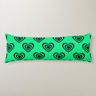 Retro Mint Green Hypnotic Heart Pattern Lichaamskussen