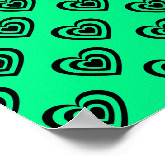 Retro Mint Green Hypnotic Heart Pattern Poster (Hoek)