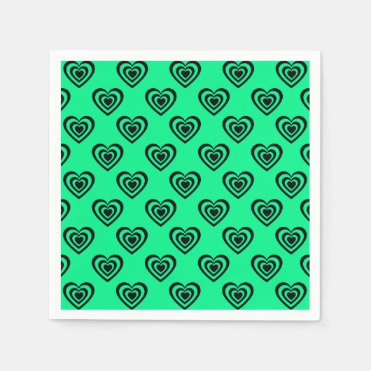 Retro Mint Green Hypnotic Heart Pattern Servet (Voorkant)