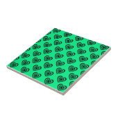 Retro Mint Green Hypnotic Heart Pattern Tegeltje (Zijkant)