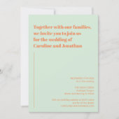 Retro Mint Green Oranje Abstract Stripes Wedding Kaart (Voorkant)
