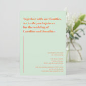 Retro Mint Green Oranje Abstract Stripes Wedding Kaart (Staand voorkant)