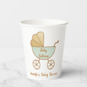 Retro Mint Groen Carriage Baby shower Papieren Bekers