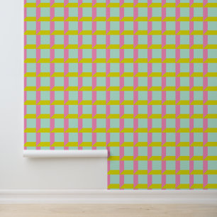 Retro Mint Groen Roze Pastel Geometrisch Op Art Behang