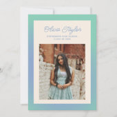 Retro Mint Groen verloop Rand Foto Afstuderen Aankondiging (Voorkant)