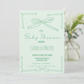 Retro Mint Groene Hand getrokken boog Baby shower Kaart (Staand voorkant)