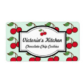 Retro Mint Kersen Personaliseerde Keukenlabels Etiket (Voorkant)
