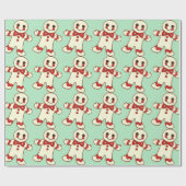 Retro Mint Kerstkoekjes Inpakpapier (Vlak)