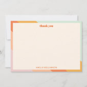 Retro Mint Oranje Strepen Aangepast Baby shower Sc Bedankkaart (Voorkant)