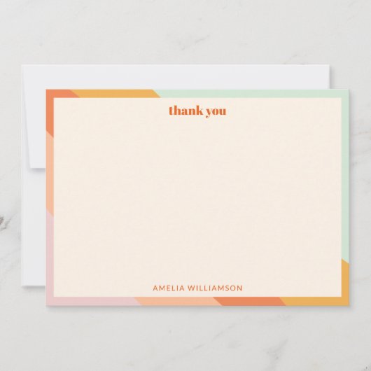 Retro Mint Oranje Strepen Aangepast Baby shower Sc Bedankkaart (Voorkant)