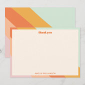 Retro Mint Oranje Strepen Aangepast Baby shower Sc Bedankkaart (Voorkant / Achterkant)