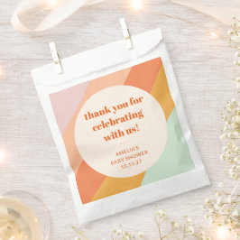 Retro Mint Oranje Strepen Aangepaste Baby shower D Bedankzakje