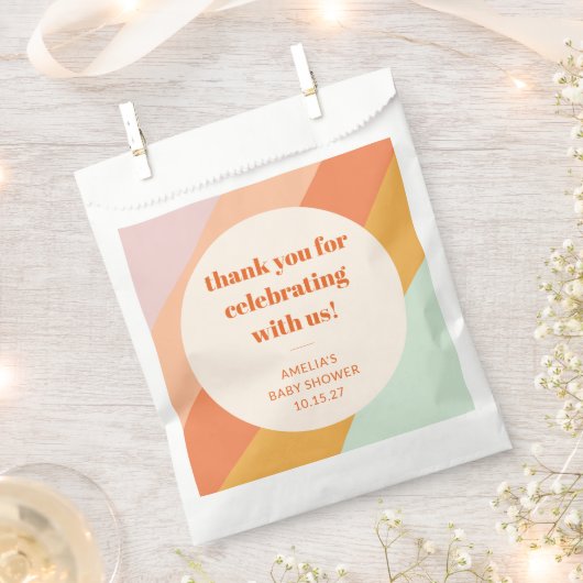 Retro Mint Oranje Strepen Aangepaste Baby shower D Bedankzakje (Geknipt)