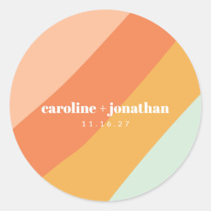 Retro Mint Pastel Geometrische Huwelijk Ronde Sticker
