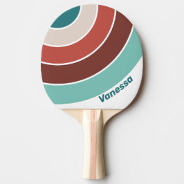 Retro Mint Regenboog Cirkel Streep met Naam Tafeltennisbatje