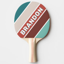Retro Mint Regenboog Vette Strepen met Naam Tafeltennisbatje