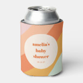 Retro Mint Sinaasappel Boho Stripes Custom Baby sh Blikjeskoeler (Blikje Voorkant)