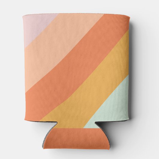 Retro Mint Sinaasappel Boho Stripes Custom Baby sh Blikjeskoeler (Achterkant)