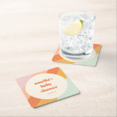 Retro Mint Sinaasappel Boho Stripes Custom Baby sh Kartonnen Onderzetters (Insitu)