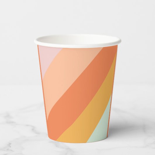 Retro Mint Sinaasappel Boho Stripes Custom Baby sh Papieren Bekers (Achterkant)