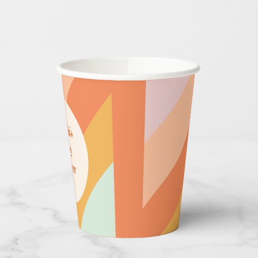 Retro Mint Sinaasappel Boho Stripes Custom Baby sh Papieren Bekers (Links)