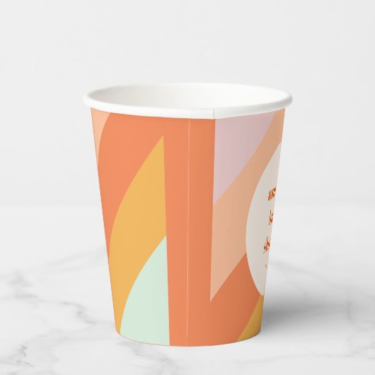 Retro Mint Sinaasappel Boho Stripes Custom Baby sh Papieren Bekers (Rechts)