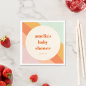 Retro Mint Sinaasappel Boho Stripes Custom Baby sh Servet (Insitu)