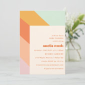 Retro Mint Sinaasappel Boho Stripes Schattige Baby Kaart (Staand voorkant)