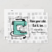 Retro mint stand mixer cake bakken recept kaart (Voorkant / Achterkant)