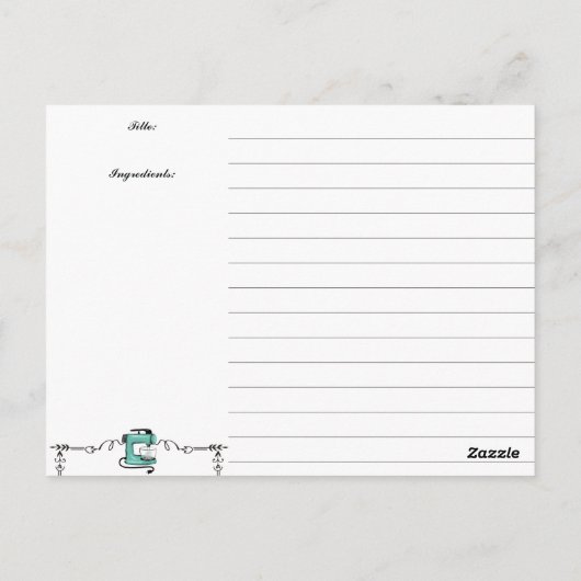 Retro mint stand mixer cake bakken recept kaart (Achterkant)