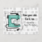 Retro mint stand mixer cake bakken recept kaart (Voorkant)