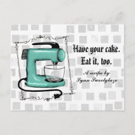 Retro mint stand mixer cake bakken recept kaart