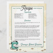 Retro mint standaard mixer koekjesrecept letterhea (Voorkant / Achterkant)